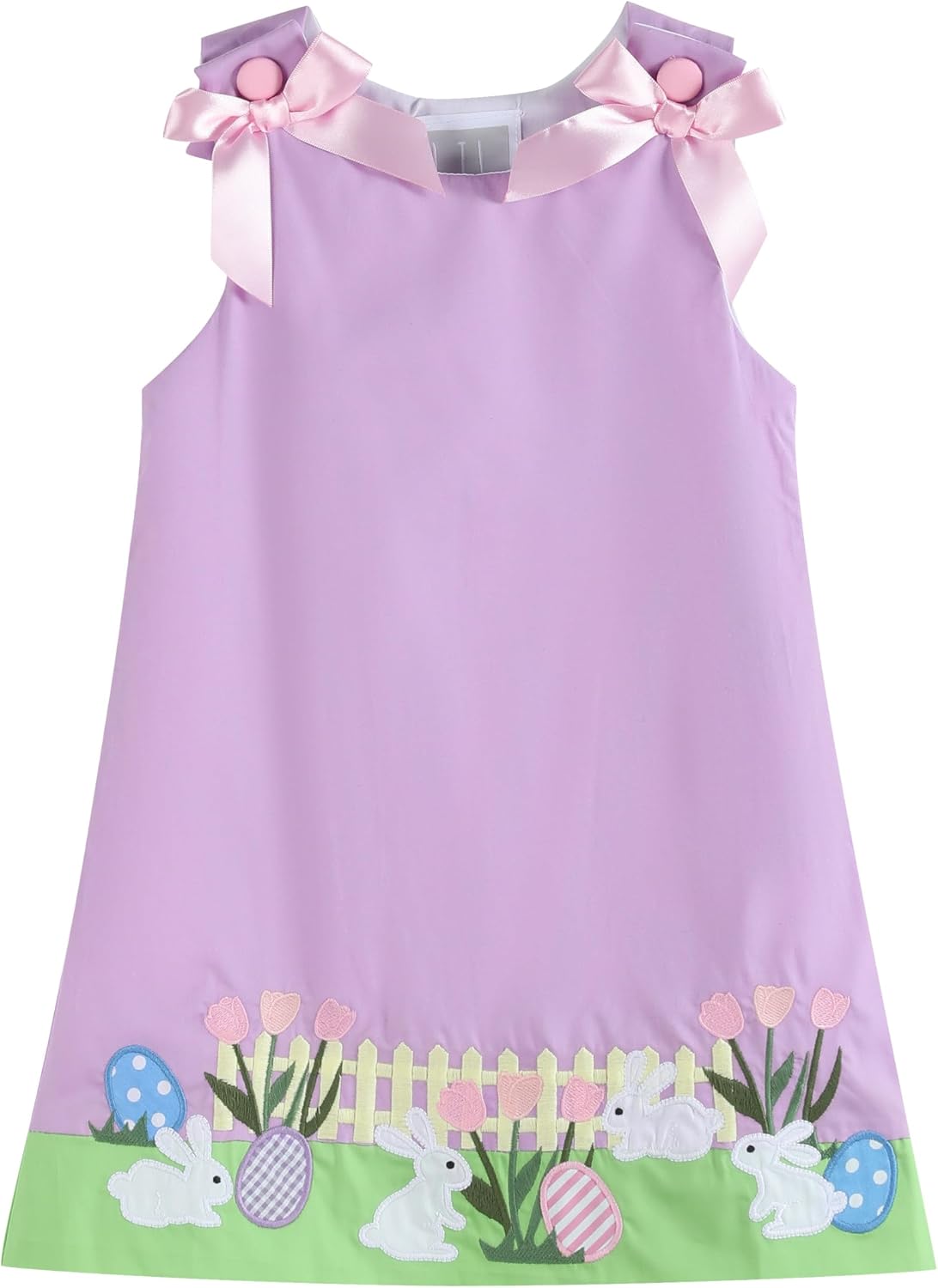 Lil cactus Baby Girls Applique A-Line Dress Cotton Bunny Garden Barnyard Toddler Spring Summer Outfit with Bows Gift Wear
