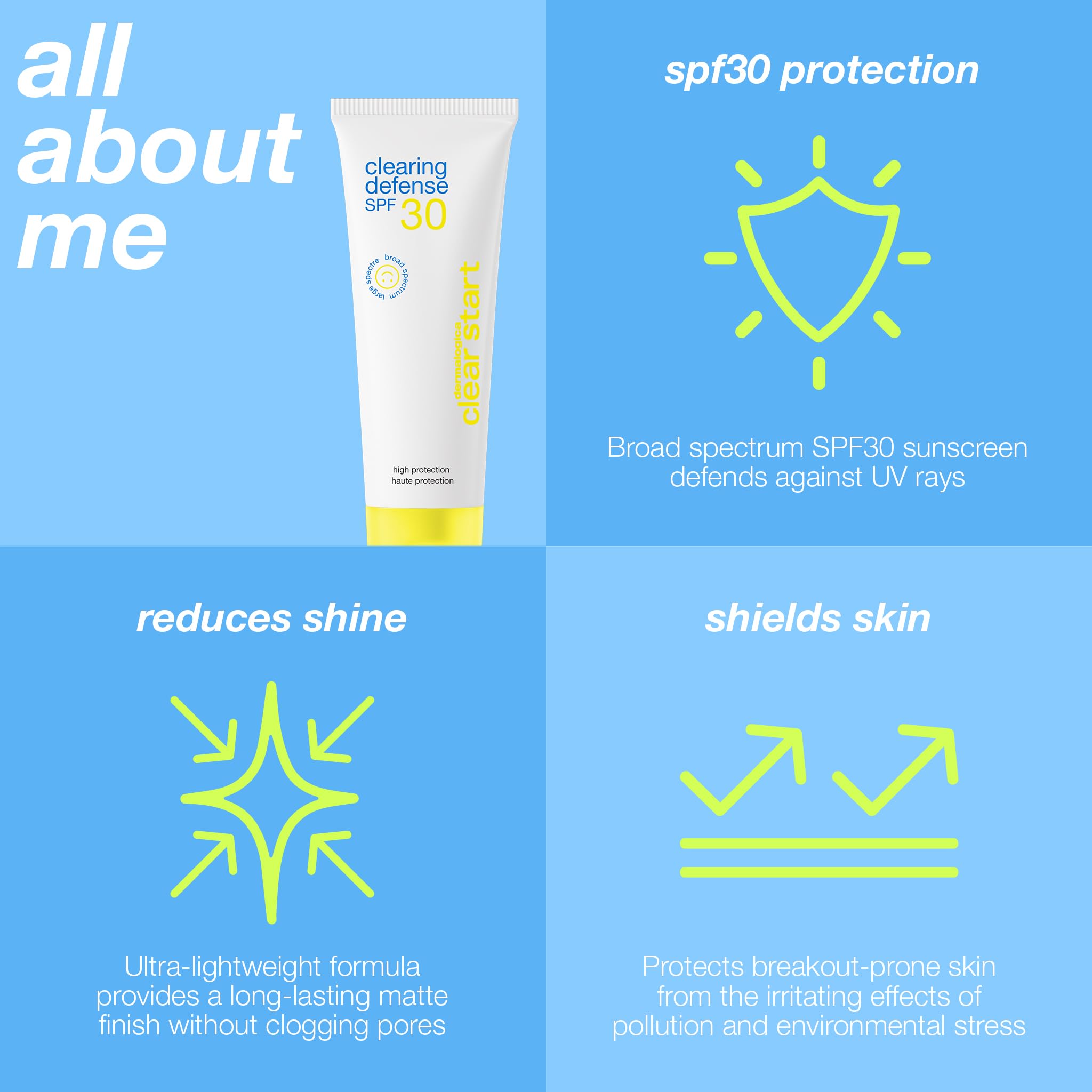 Dermalogica Clear Start Clearing Defense SPF30 (2 Fl Oz) Sunscreen Moisturizer for Acne Prone Skin with Vitamin C - Lightweight and Mattifying, Helps Reduce Shine
