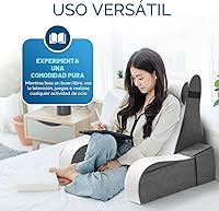 Vista 4 de Kölbs - Almohada de cuña de lectura para la cama, cojín con brazos para TV, libros, lactancia, respaldo - Almohada de cama para sentarse