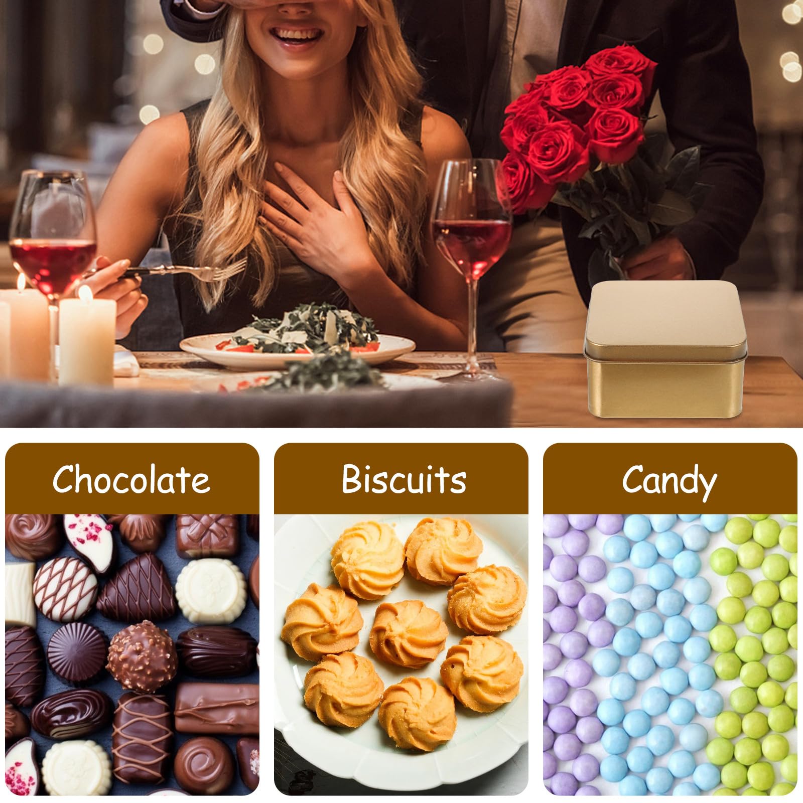 Set da 10 Barattoli da Tè e Caramelle in Latta con Coperchio Ermetico, Contenitori Portaoggetti e Scatole per Biscotti in Metallo Resistenti per Cucina e Casa, Confezione Media