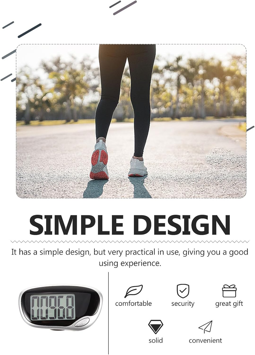 Professional Pedometer Large Screen Step Counter for Walking and Running Outdoor Activities Easy Operation No App Required Long Battery Life Abs Fitness Tracker for Seniors and