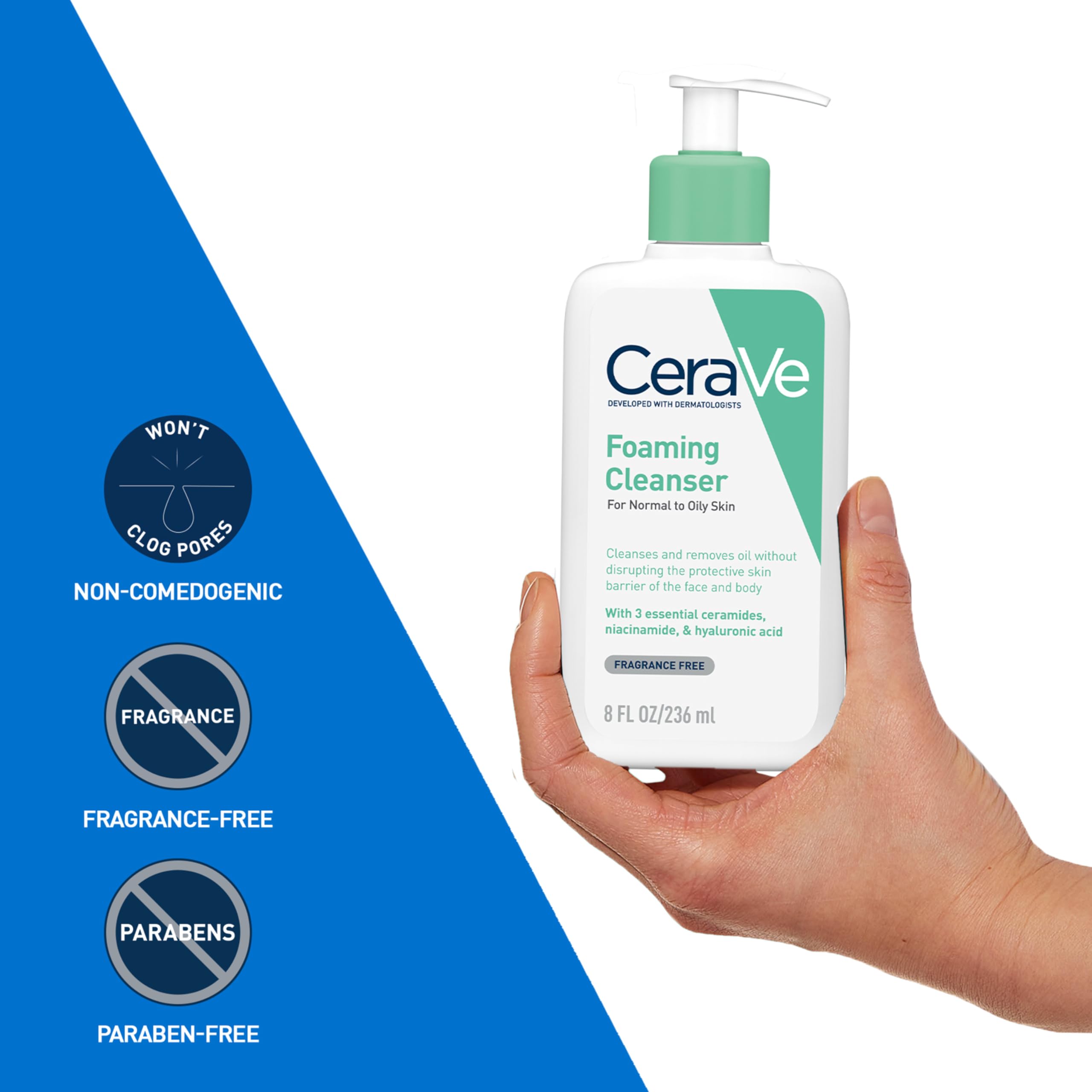 CeraVe Foaming Cleanser for Normal to Oily Skin with Niacinamide and 3 Essential Ceramides — view 8