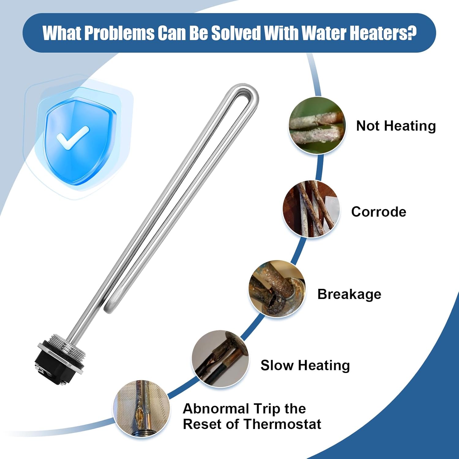 Water Heater Element 4500W, 02582 02583 Screw-in Foldback Water Heater Heating Elements Compatible with Whirlpool, GE, AO Smith, Rheem, Maytag