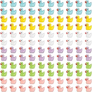 Movstriker 120Pcs Mini Resin Ducks, Realistic Tiny Cute Ducks Ornament 6 Colors Mini Rubber Ducks Set Miniature Bath Time Toys for Handwork DIY Crafts Dollhouse Aquarium Fairy Garden Decorations