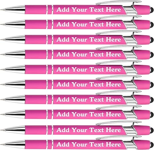 Bolígrafos personalizados a granel grabados personalizados con punta de lápiz capacitivo, bolígrafos personalizados de tinta negra, regalos para