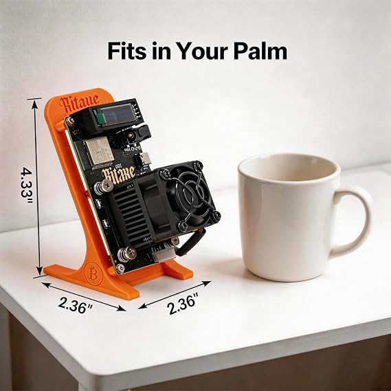 Solo Bitcoin Miner Machine for Home Use 1.2TH/s BM1370 ASIC, Ultra-Quiet 40dB Silent Fan, 17W Low Power Lottery Crypto Miner with Overload Protection, SHA-256 BTC Miner WiFi Plug and Play Open Source