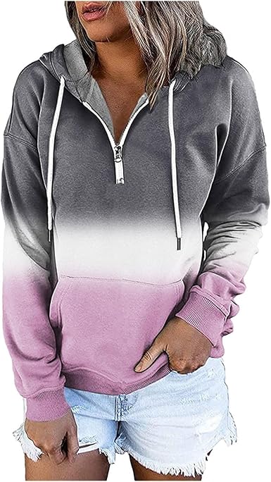 Sudaderas con capucha para mujer, con cremallera, bloque de color, teñido  anudado, cuello redondo, manga larga, sueltas, sudadera : Ropa, Zapatos y  Joyería - Amazon.com