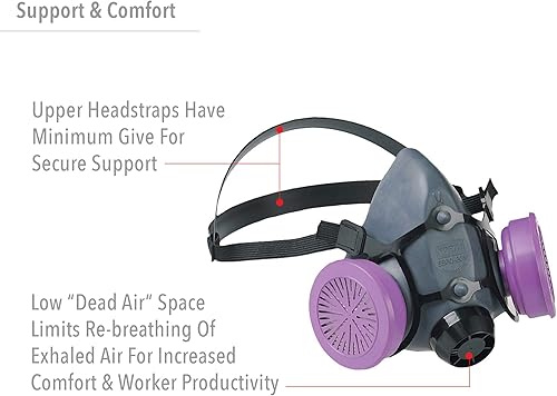 Miniatura 4 de Honeywell Home North 5500 Series - Respirador de media máscara aprobado por Niosh, pequeño (550030S), color negro