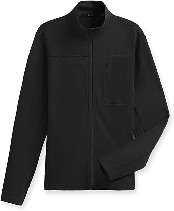 IBEX Merino Wool Shak Full Zipper Jacket for Men | Lightweight & Warm Full Sleeve Jacket | Soft& Breathable Midlayer for Outdoor & Casual Use | Black XX-Large