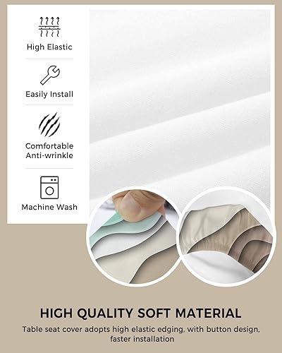 Miniatura 8 de Savannan Juego de 2 fundas de asiento para silla de comedor, decoración de casa de campo, patrón geométrico verde salvia, extraíble, elásticas,