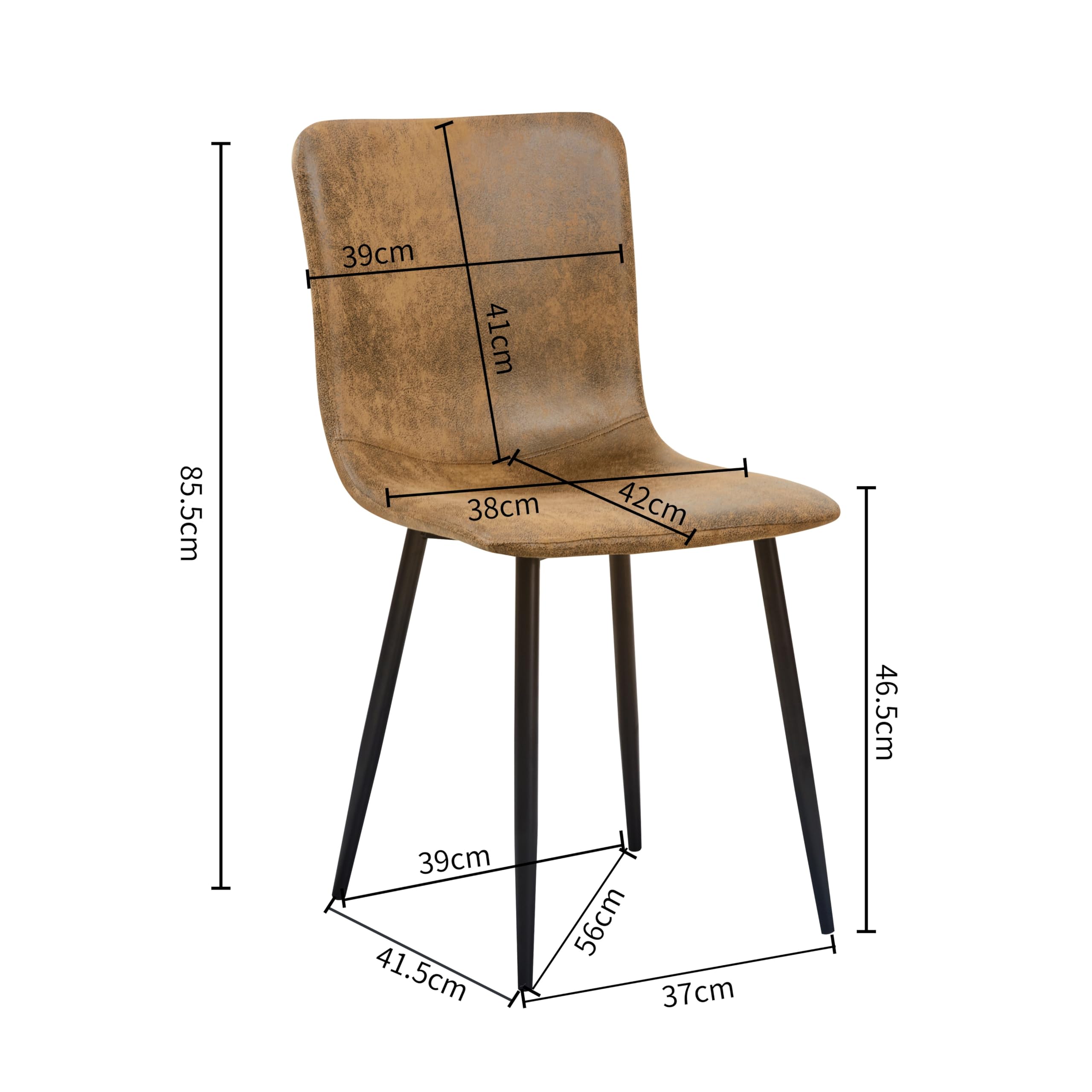 FurnitureR 4 PCS Chaises de Salles de Réunion en Marron Suède, Dossier Ergonomique Rectangulaire, Design Contemporain, Matériau en Métal Durable, pour Bureau ou Maison, Élégance et Confort