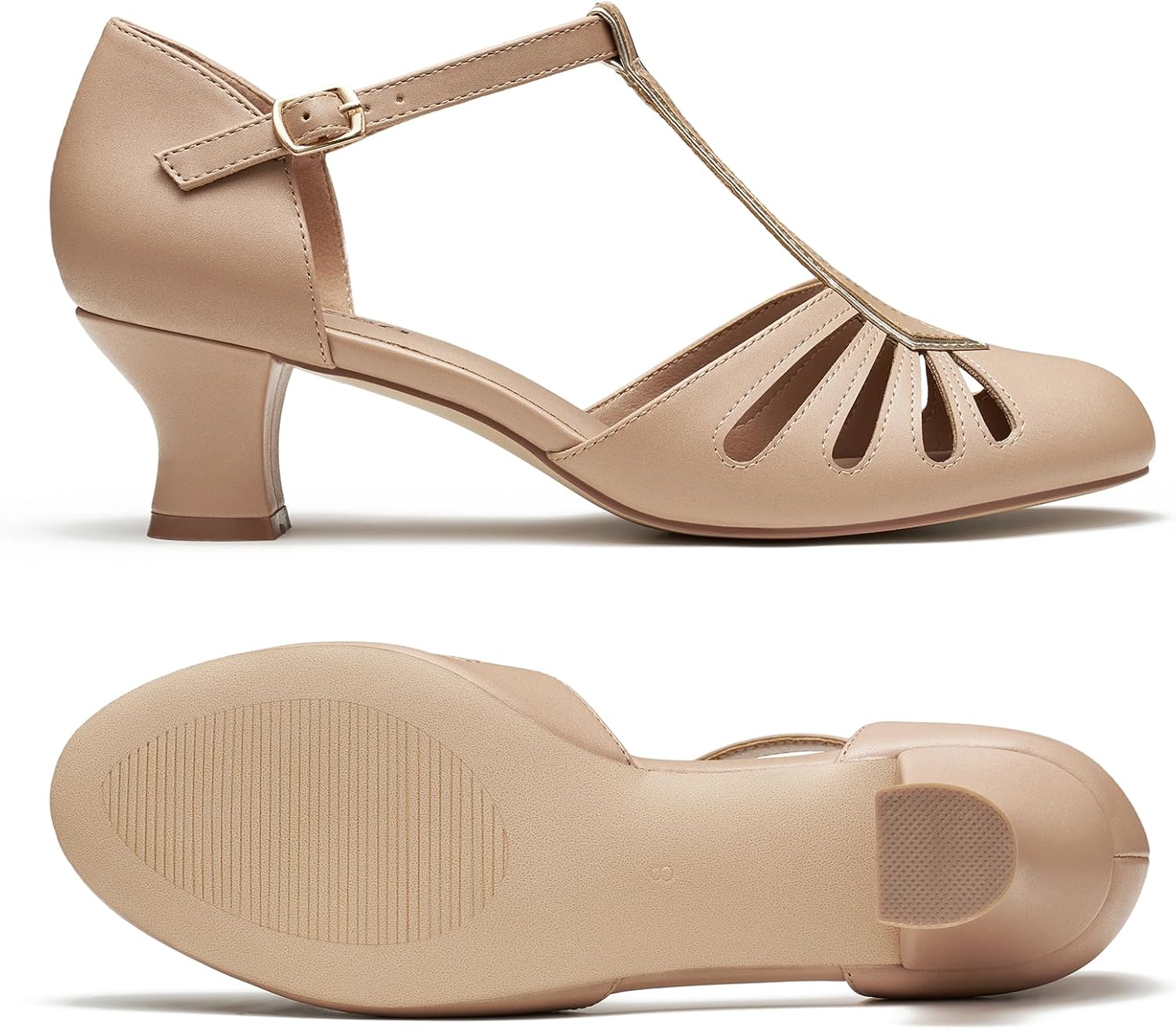 YESSA T-Strap Character Shoes for Women 2" Dance Shoes 1920s Shoes for Ballroom Latin Salsa Swing Folklorico Tango Wedding Flapper Gatsby Shoe - Image 4
