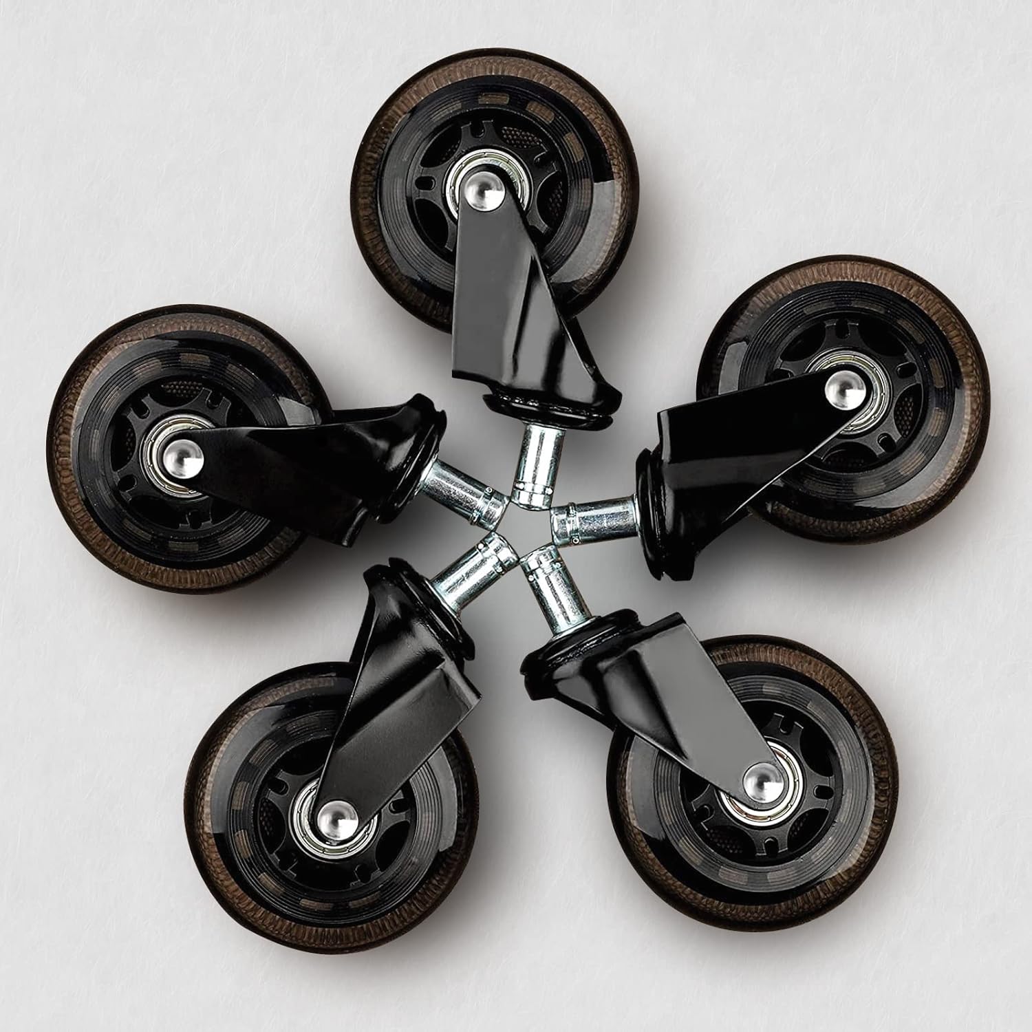 Office Chair Caster Wheels KERDOM Replacement Rubber Chair Casters for Hardwood Floors and Carpet, Set of 5, Replace Office Chair Mats,Heavy Duty & Safe for All Floors,Universal Fit : Office Products