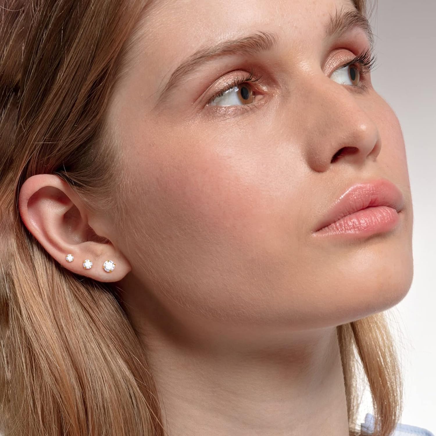 Imitation Diamond Moissanite Stud Earrings: 0.6-4ct 18K White Gold Plated 925 Sterling Silver Post Cartilage Earrings - Hypoallergenic Earrings for Women Men Sensitive Ears Piercing Studs