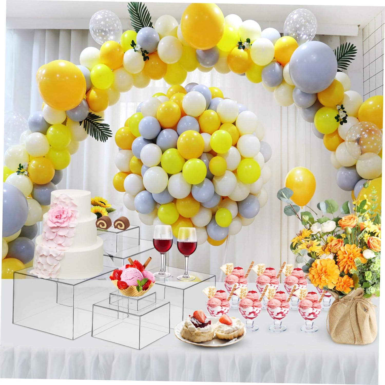 1 Set Transparent Acrylic Dessert Stand Buffet Risers for Cake Display for Weddings Birthdays and Tea Gatherings Easy to Clean and Portable