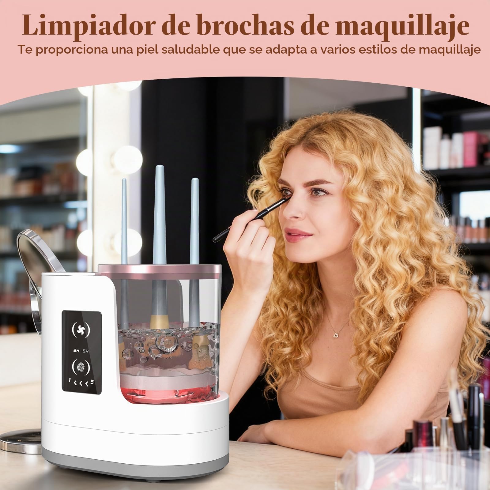 Máquina limpiadora de brochas de maquillaje eléctrica con soporte para secadora de brochas de maquillaje, portátil, automática, USB, herramienta limpiadora de brochas de maquillaje para todos los