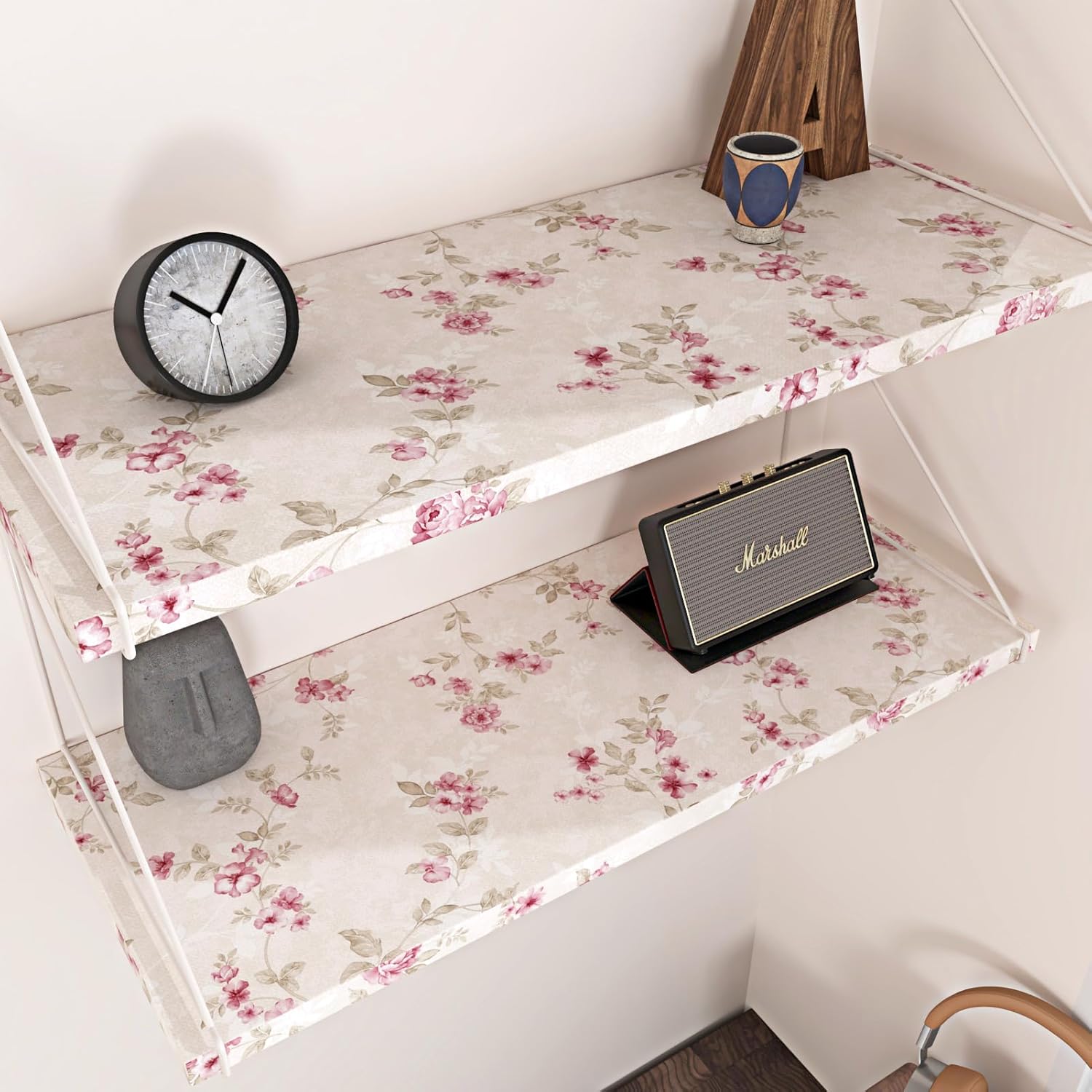 WESTICK Vintage Pink Floral Contact Paper 17.5" x 315" Floral Peel and Stick Pink Wallpaper Self Adheisve Coquette Rose Flower Wallpaper for Girls Bedroom Accent Walls Living Room Bathroom Cabinets