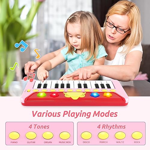 Miniatura 4 de BAOLI Teclado de piano de 24 teclas para niños, multifuncional, portátil, electrónico, instrumento educativo, regalos de cumpleaños para