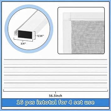 Yaocom 4 Pack Window Screen Kit Aluminum Frame with Corners, Spline, Springs, Pull Tabs, Screen Mesh and Rolling Tool(58'' X 58'')