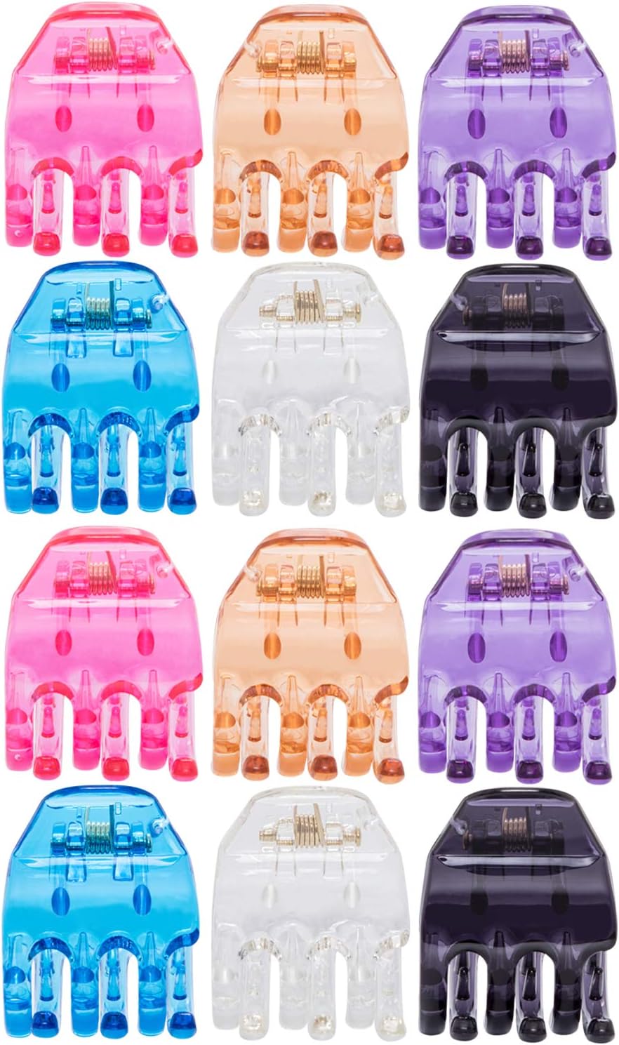 RC ROCHE ORNAMENT 12 Pcs Womens Criss Cross 3 Claw Hair Clips Secure Strong Hold No Slip Jaw Teeth Accessories Accessory Girls Ladies Plastic Fashion