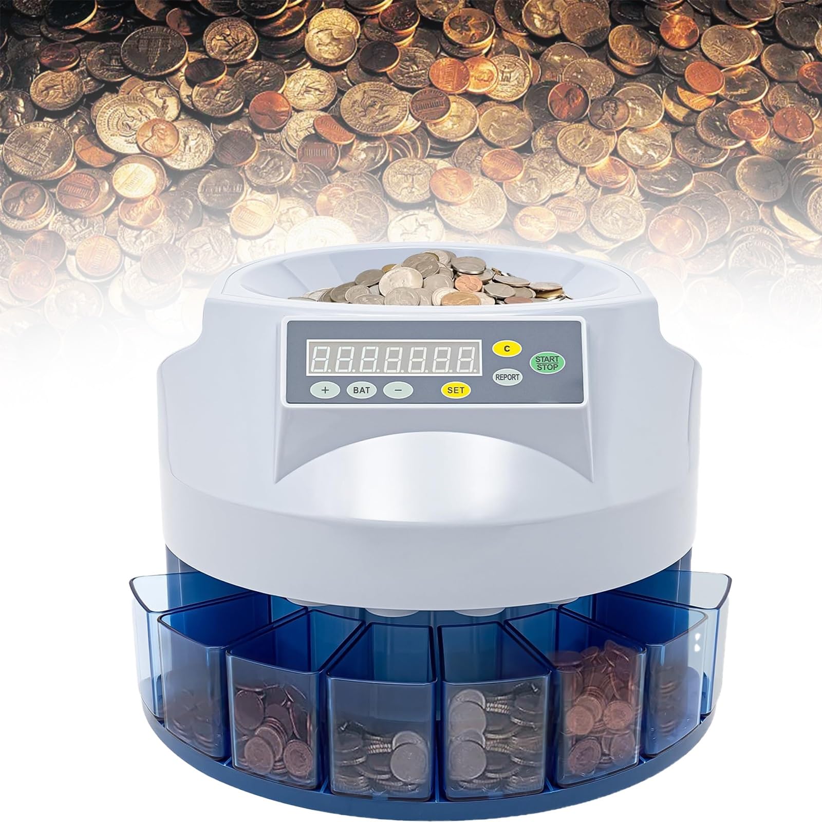 電気コインソーター、コインカウンターマシン、LEDディスプレイ付き/ 8コインビン、スーパーマーケット、ショップ、自宅、ビジネス用 電気コインソーター、 コインカウンターマシン、LEDディスプレイ付き/ 8コインビン、スーパーマーケット、ショップ、自宅、ビジネス用 ...