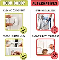 Vista 5 de Door Buddy Pestillo y Tope de Puerta para Gatos. Correa de Puerta Ajustable a Prueba de Perros para Gatos. Caja de Arena a Prueba de Perros