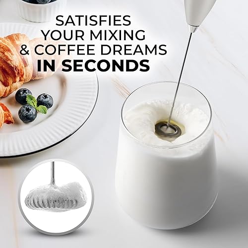 Vista 562 de Zulay Kitchen - Potente espumador eléctrico de leche, batidora de mano ultrarrápida para bebidas como café, lattes, capuchino, frappé, matcha y crema