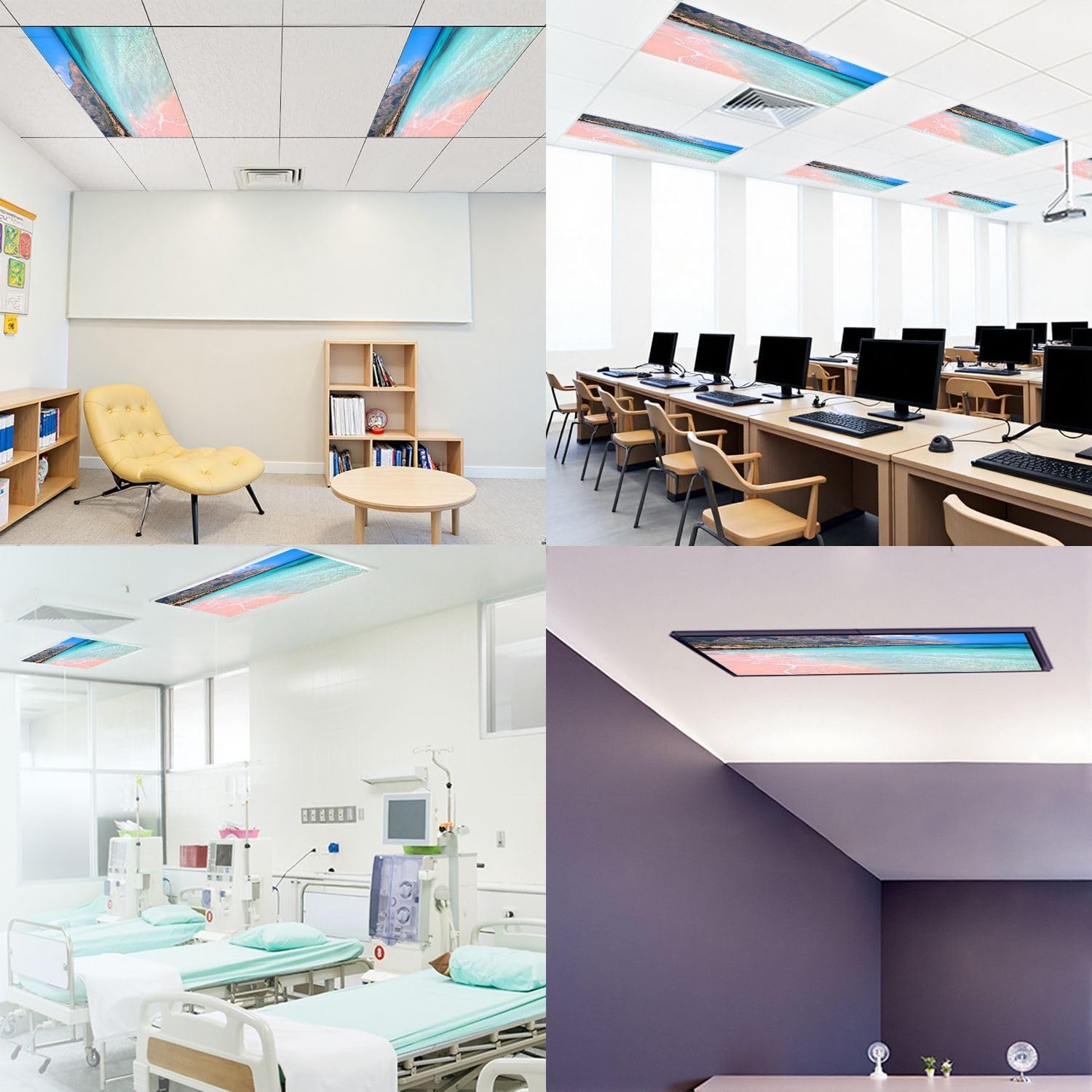 Fluorescent Light Covers for Ceiling Lights Elafonissi Beach Pink Sand Crete Easy to Install Magnetic Light Filter for Classroom Office Hospitals School Home Decor
