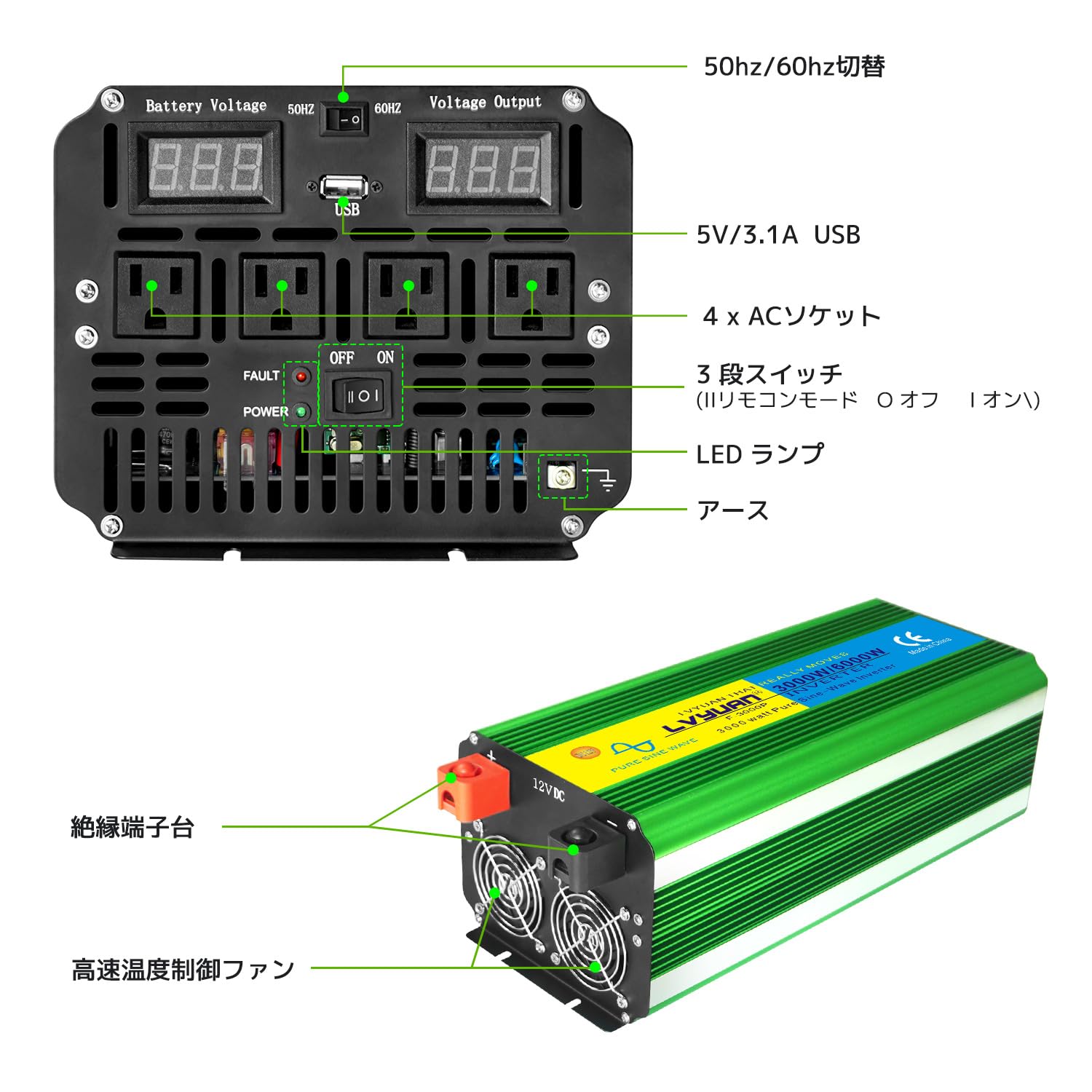 Amazon.co.jp: LVYUAN（リョクエン） 電子レンジも動かせる！正弦波