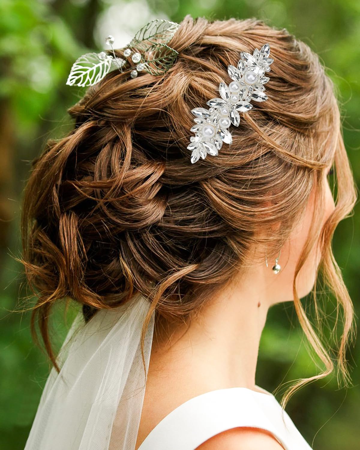 Rhinestone Pearl Flower Hair Clip Barrettes for Women Wedding Rhinestone Pearl Hair Clips Set - Elegant Crystal Barrettes  main image 3