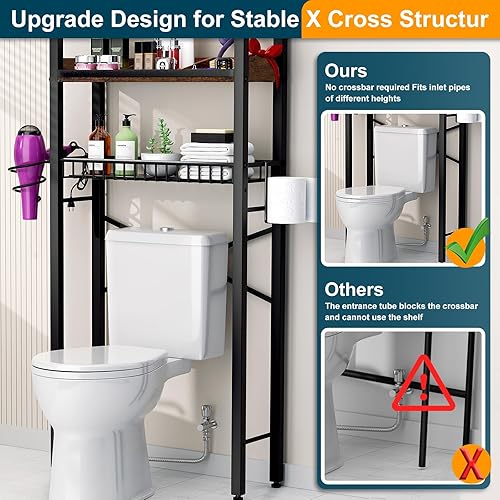 Miniatura 4 de Armario de almacenamiento sobre el inodoro, organizadores de baño de 4 niveles y almacenamiento con estante ajustable, almohadilla impermeable para