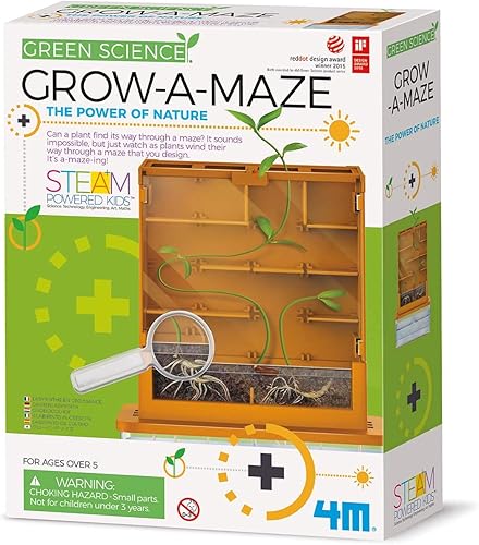 4M Green Science Grow A Maze Kit, Build A Plant Maze Science Kit, para niños y niñas a partir de 5 años, 5 x 4 nches