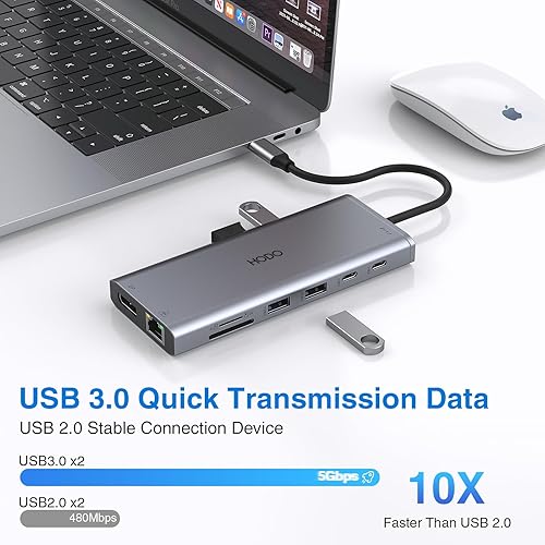 Miniatura 7 de Estación de acoplamiento USB C para monitor dual HDMI para Dell HP, estación de acoplamiento para laptop 3 monitores triple pantalla USB C Hub Dock