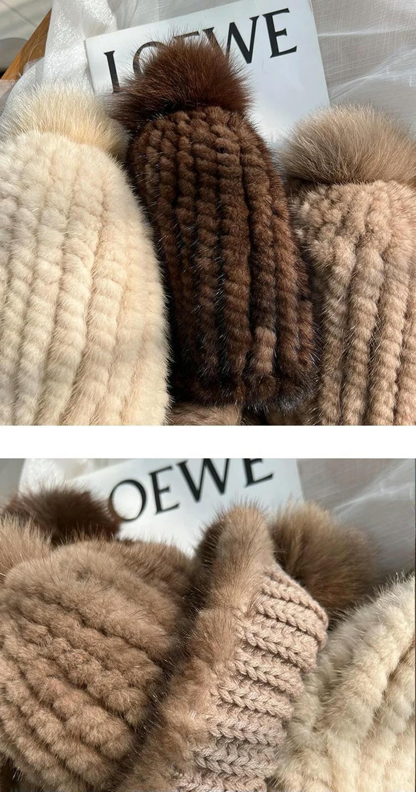 Kapelusz typu bucket kapelusz dla kobiet dzianinowy futrzany ucho ciepła czapka spiralna czapka z futrzanym pomponem na górze, czerwony (wine red), Good elastic