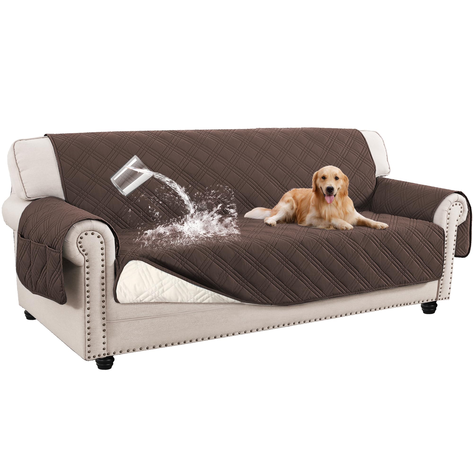 Turquoize Waterproof Couch Cover for Dogs Large Sofa Covers Washable Couch Covers for 3 Cushion Couch Sofa Non-Slip Pet Couch Covers for Sofa