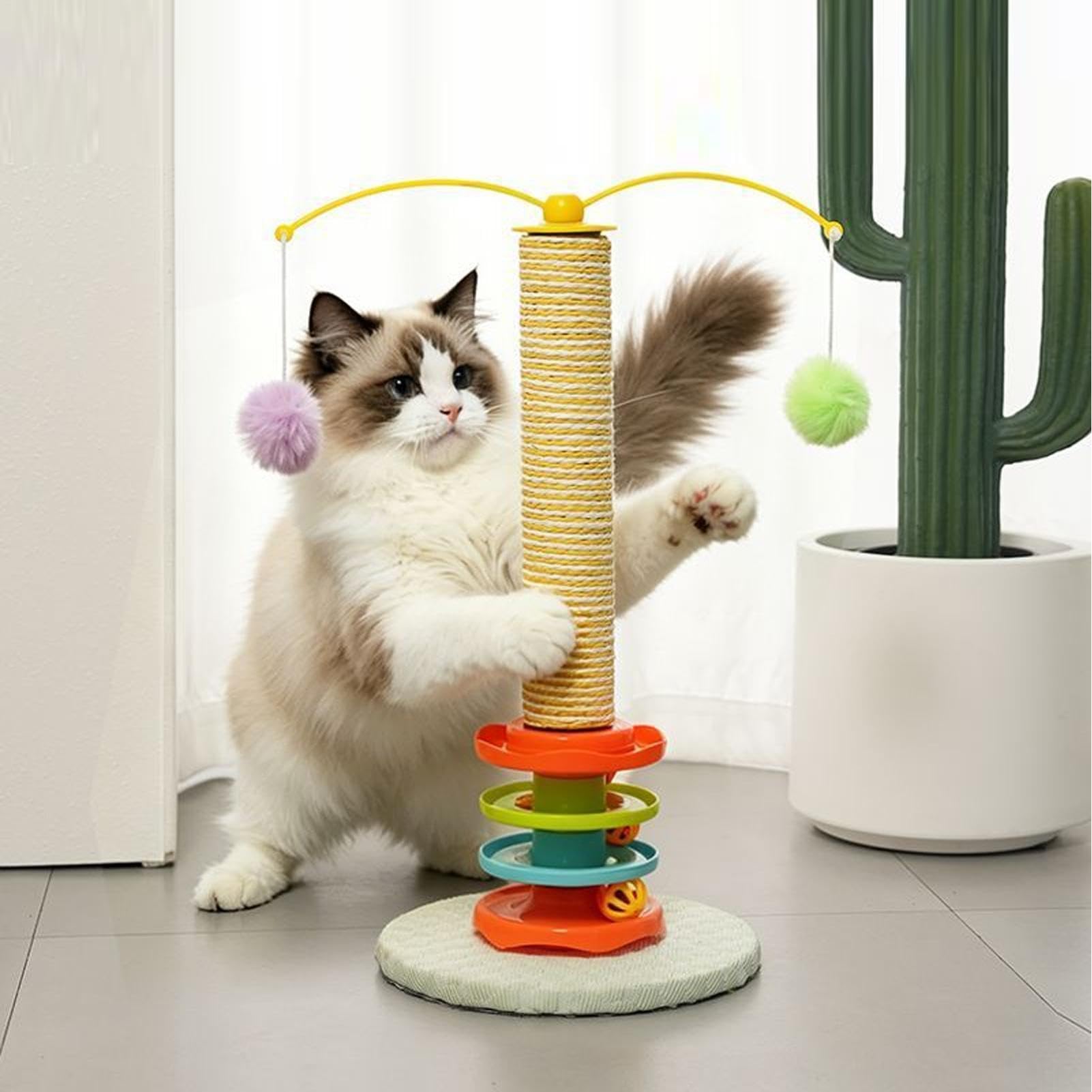 Poteaux à griffer pour Chat Auto-brosseur interactif surélevé
