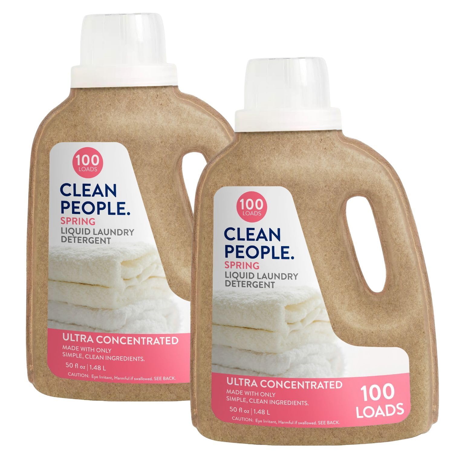 The Clean People Liquid Laundry Detergent - Recyclable Packaging, Stain Fighting - Ultra Concentrated, Laundry Soap - Spring Scent, 50 fl oz (2 Pack)