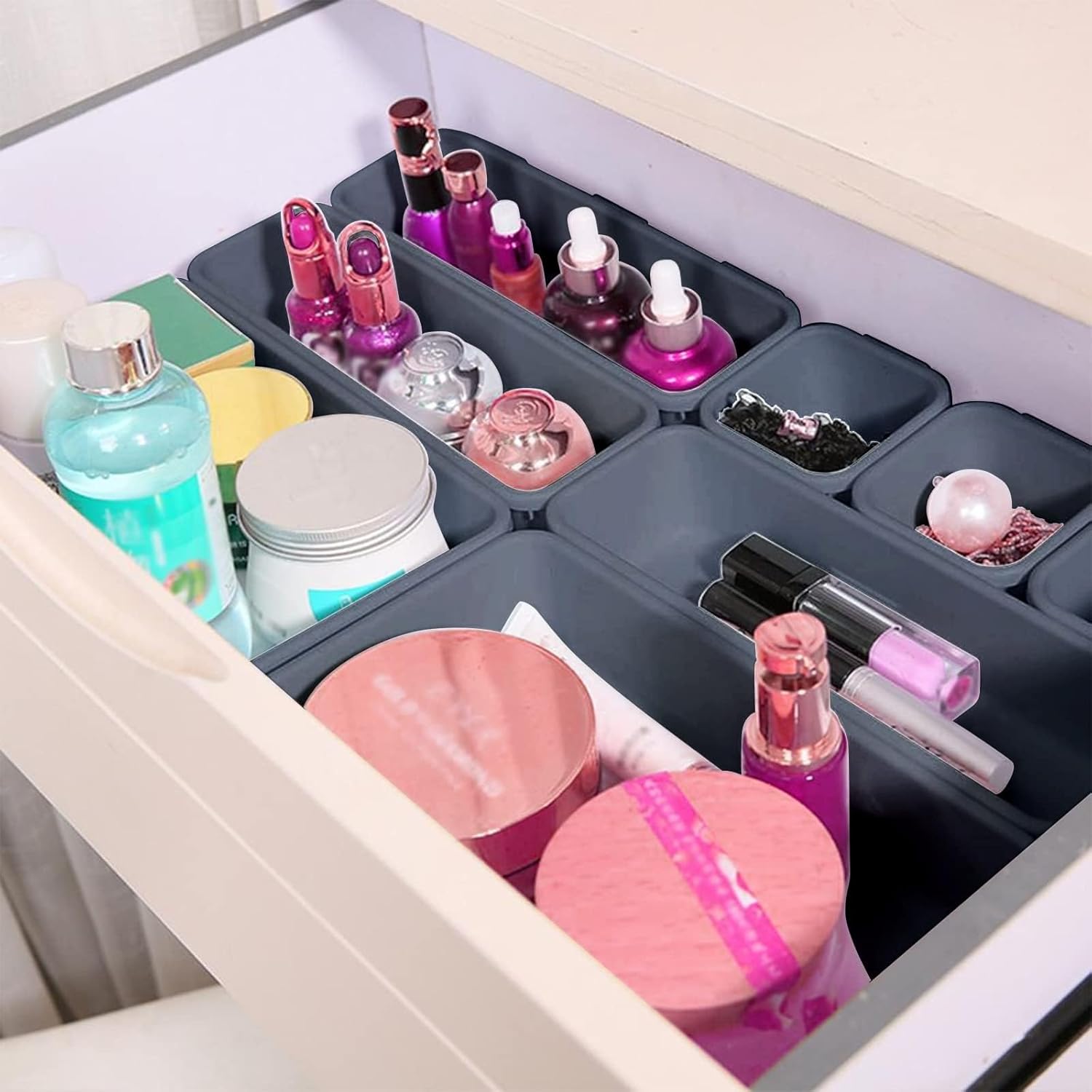 Spice Organiser Drawer Divider Bathroom Organiser Set Drawer Inserts 48 Pieces Separation System Spice Organiser Drawer Black Divider Bathroom Organiser Boxes Set