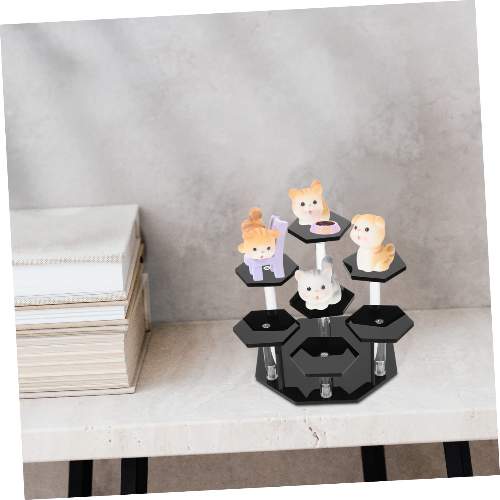 Mehrschichtiger Figurenständer aus Acryl in Schwarz für Modelle