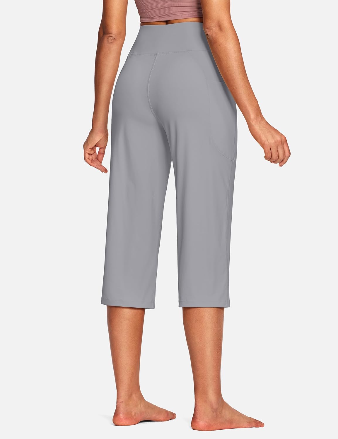 15"/ 18"/ 21" Capri Pants for Women High Waist with Pockets Women's Capris Workout Yoga Pants Loose Straight Leg - Image 2