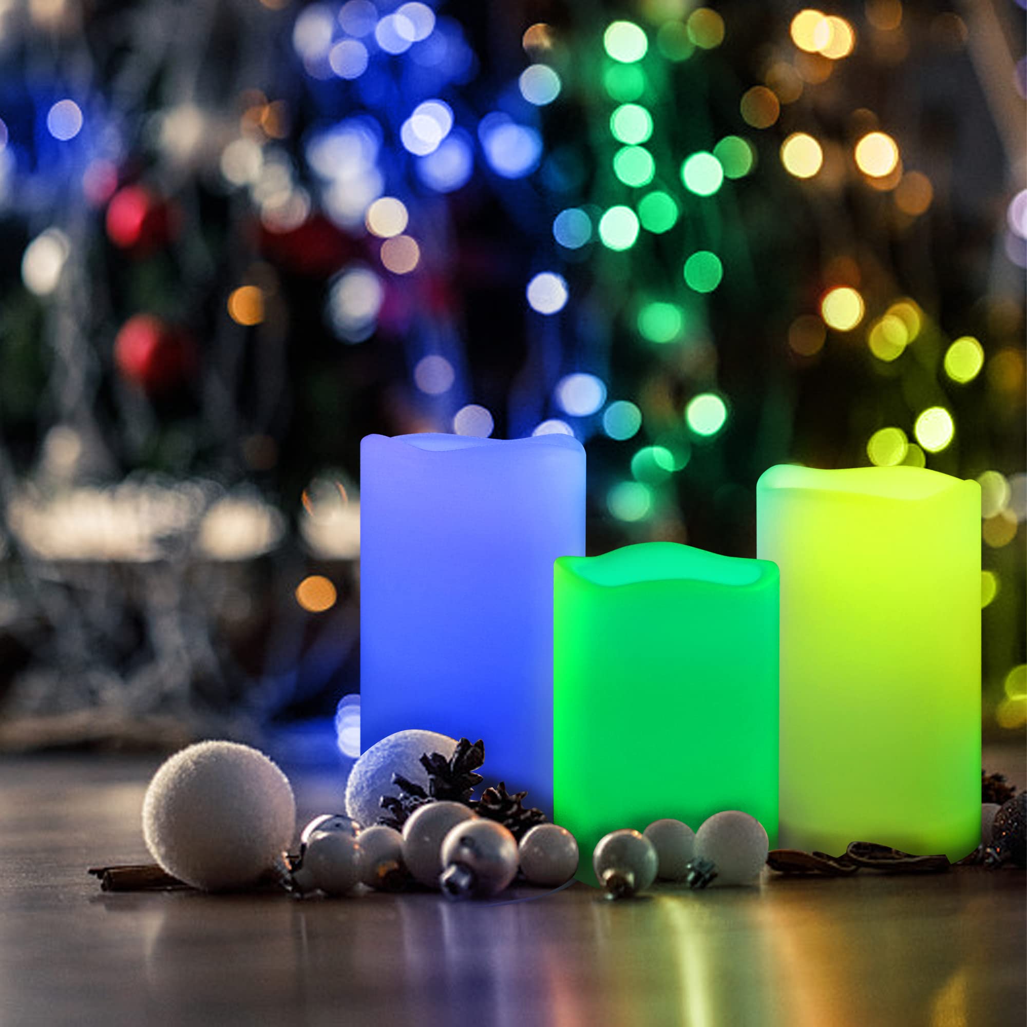 CANDLE CHOICE Waterproof Outdoor Color Changing Flameless Candles Remote Timer Realistic Flickering Battery Operated Fake Electric LED White Plastic Pillars for Wedding Christmas Decoration 3 Pack