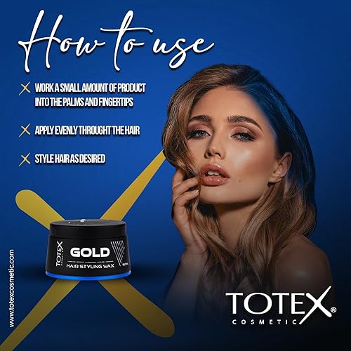 Miniatura 3 de Totex Hair Styling Gold Wax | Strong Hold Perfect Scent | Textura Shine Finish | Definición del cabello 5.1 fl oz