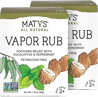 Maty's Vapor Rub - Petroleum Free - Made with Peppermint, Tea Tree & Eucalyptus, 1.5 oz – 2 Pack
