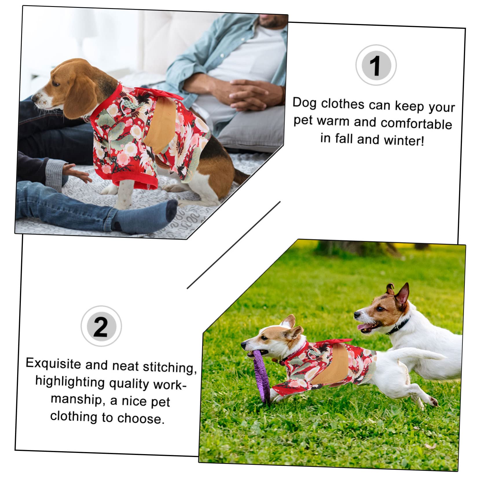 BESPORTBLE 3pezzi Abbigliamento Stile Giapponese Per Cani e Gatti Vestito Kimono Per Piccoli Animali Domestici Per Feste e Occasioni Speciali