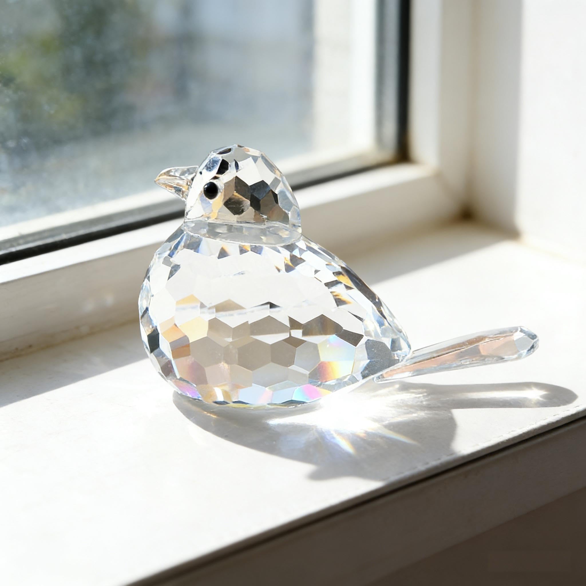 Crystal Glass Bird Figurines Robin Bird Decoration Paperweight Hand Blown Glass Art Animal Collectible Figurines Gift for Women