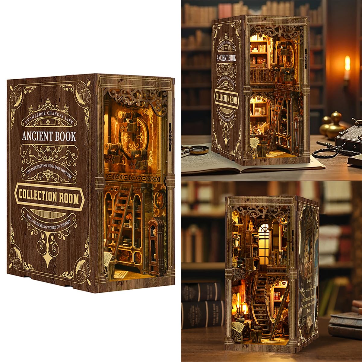 Amazon | ミニチュアハウス ドールハウス ブックヌック キット 木製