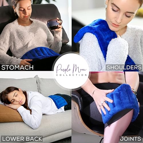 Miniatura 3 de Almohadilla térmica apta para microondas para dolor de cuello y hombros  Pequeño paquete de calor húmedo de 6 x 16 pulgadas  Bolsa de trigo para