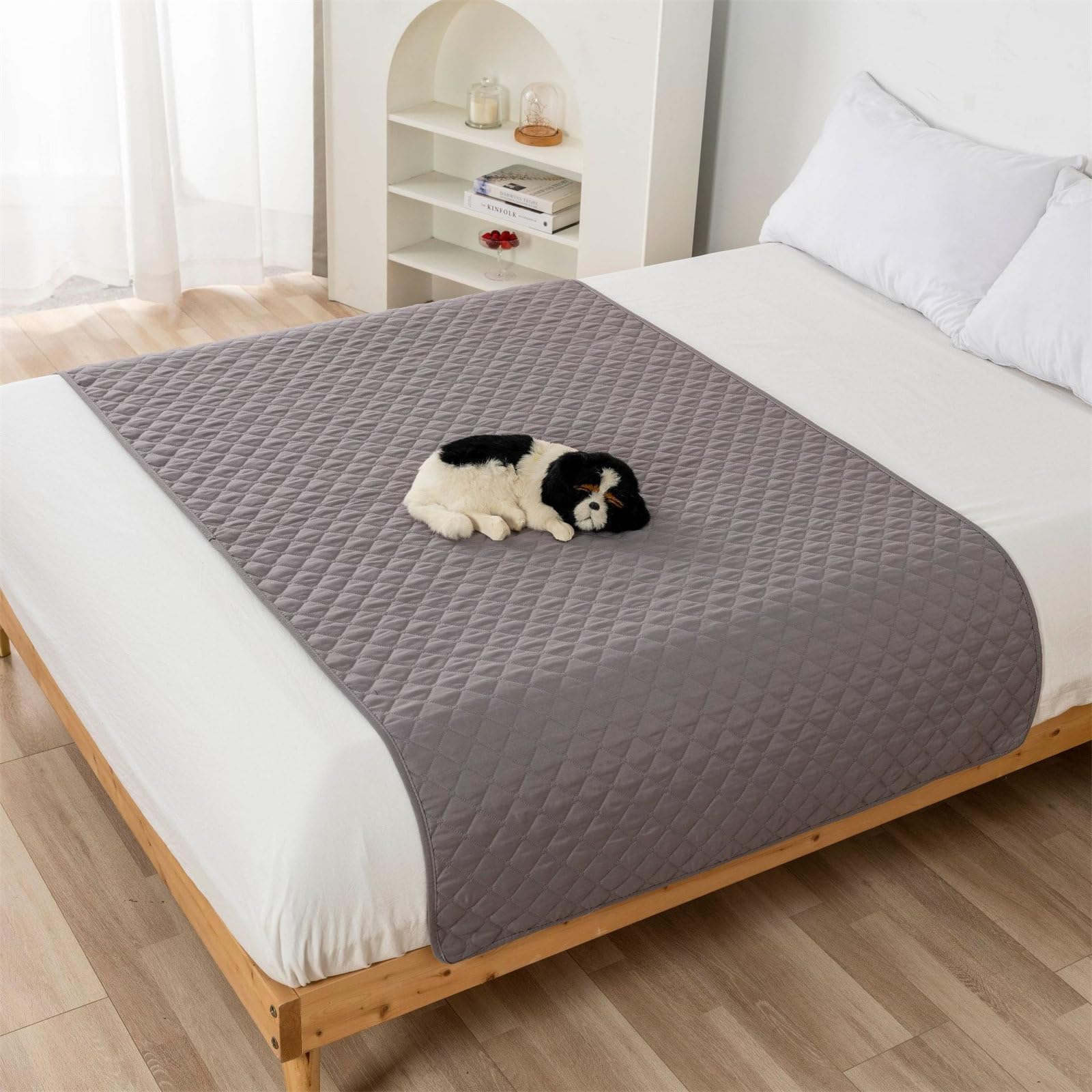 Fansu Empapadores Perros,Impresión en Color Sólido Lavable Reutilizable Almohadillas Perro, Antideslizante Absorbentes Empapadores para Perros,Adiestramiento Perros Almohadilla (210x305cm,Gris Claro)
