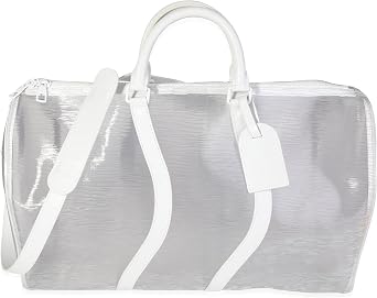 Pre-Loved Clear Epi PVC Wavy Keepall Bandouliere 50, White