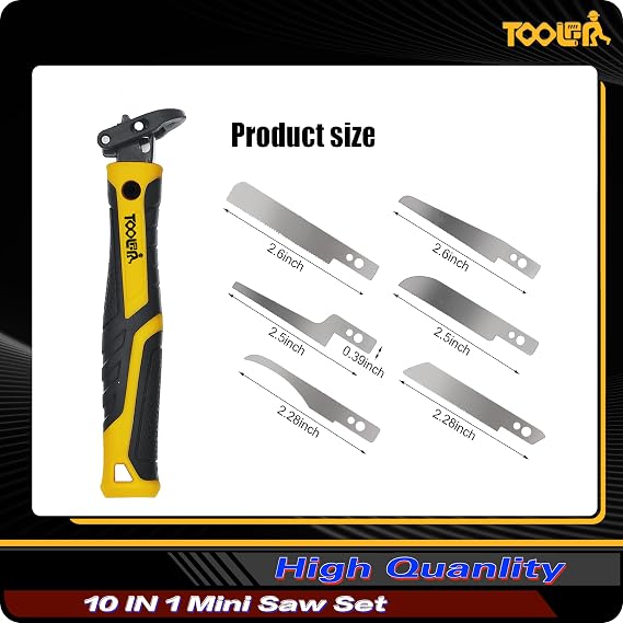 TOOLAN: 10-In-1 Model Craft Hand Saw & File Set DIY Mini Razor Saw&File Kit for Handcrafted, Modeling, Plastic, and Other Fine Cutting, Reliable Blade Quick Change Mechanism.